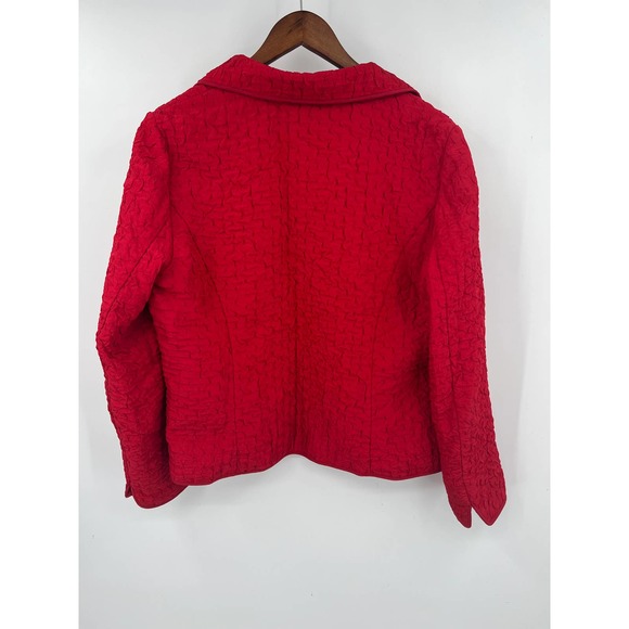 Chico's fully lined red crinkle texture blazer jacket size 1 or size 8 - Picture 2 of 8